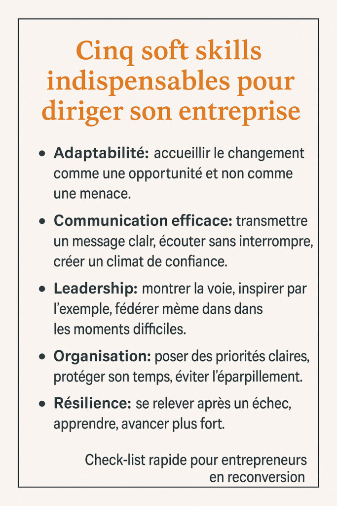 liste de 5 soft skills pour une reconversion professionnelle